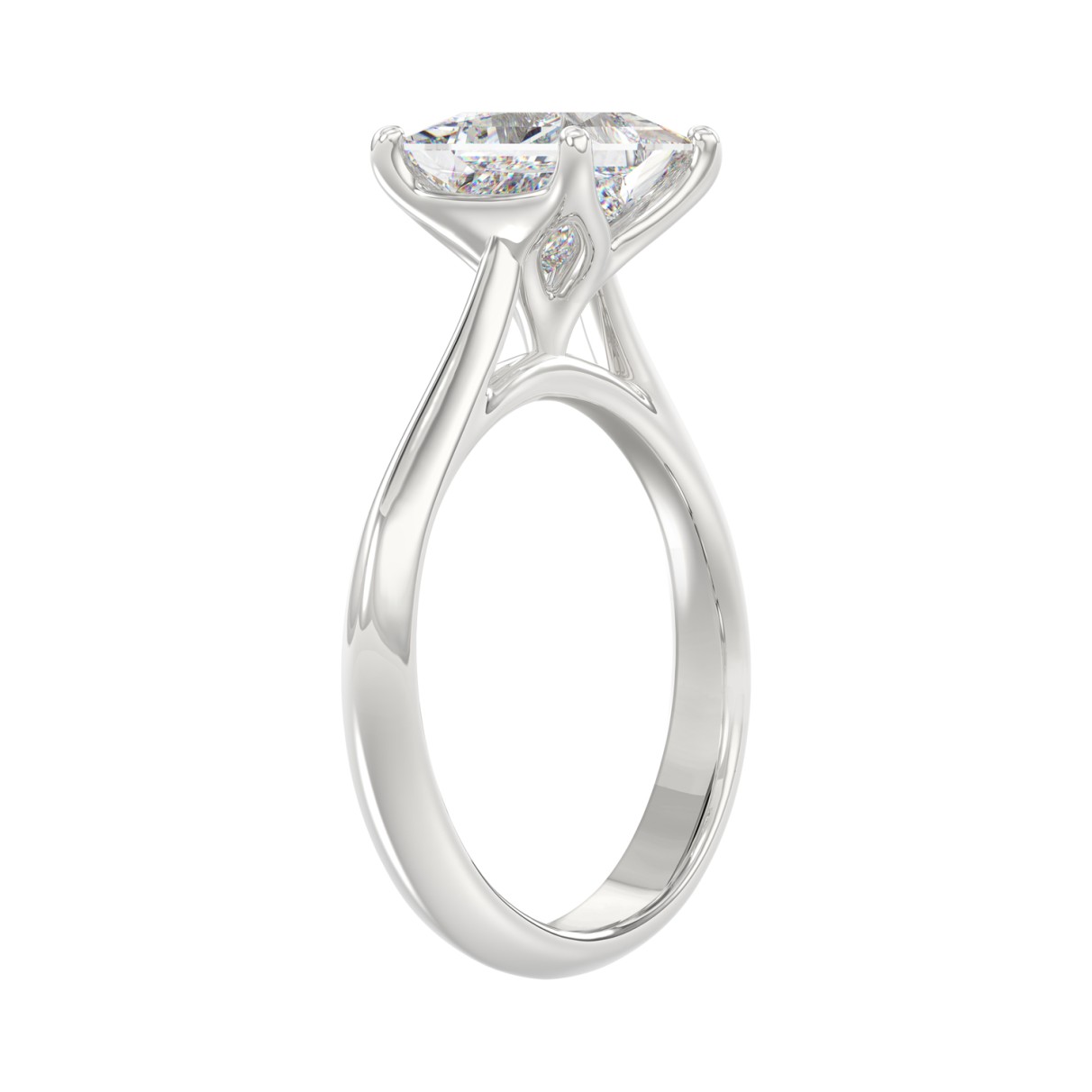 LADIES SOLITAIRE RING 2CT PRINCESS DIAMOND 14K WHITE GOLD