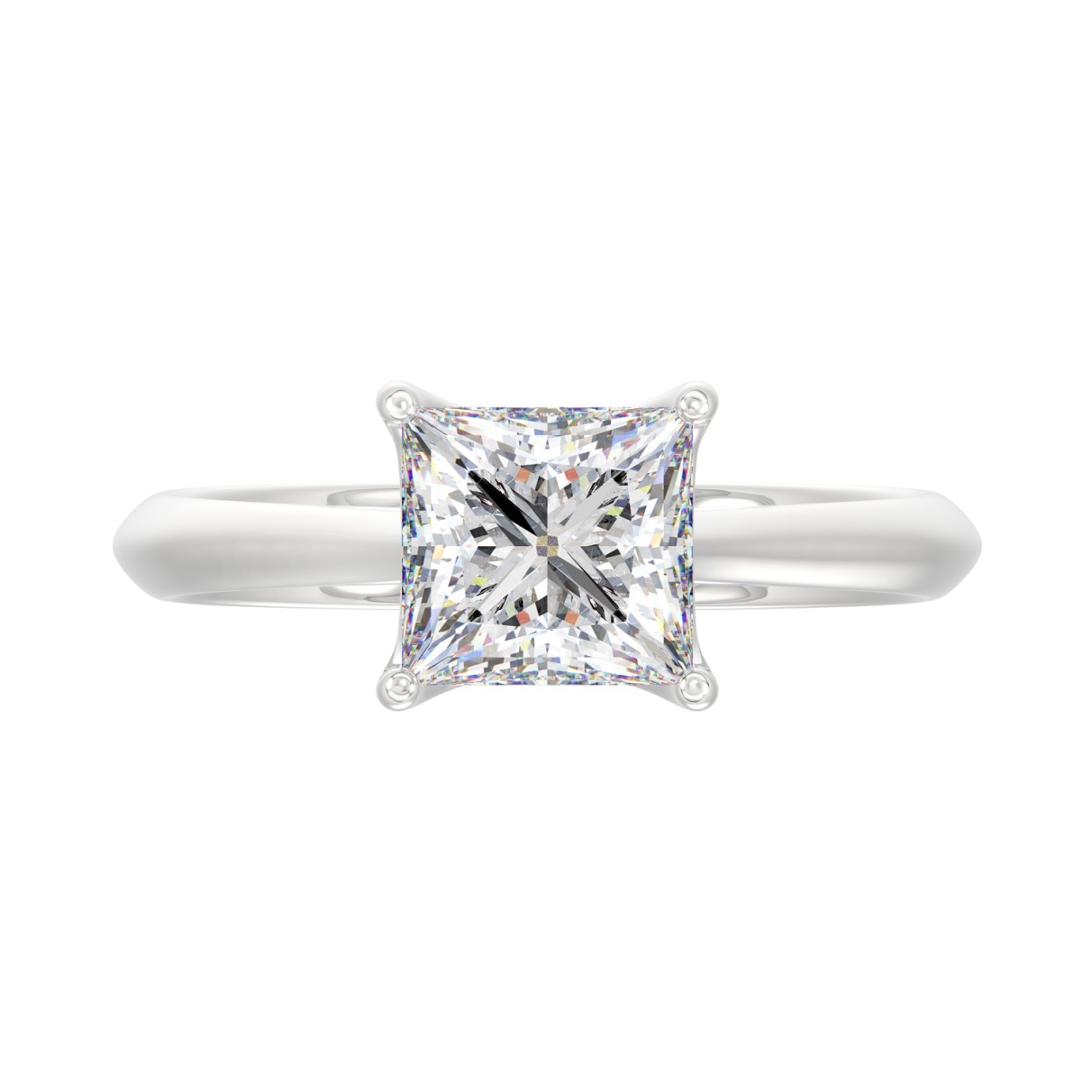 LADIES SOLITAIRE RING 2CT PRINCESS DIAMOND 14K WHITE GOLD