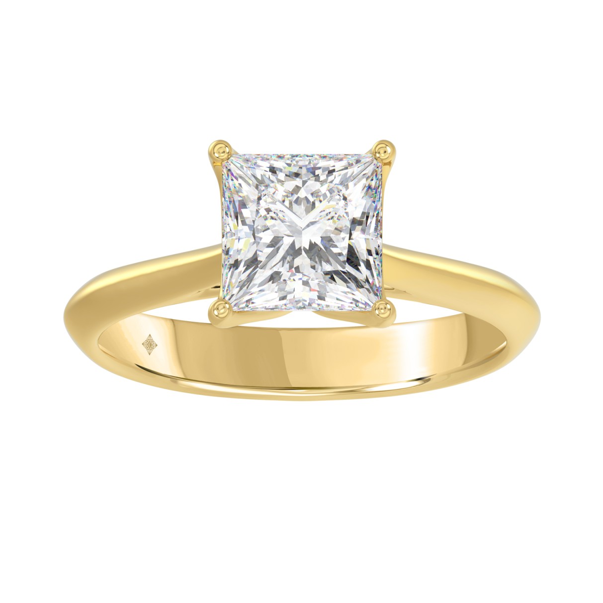 LADIES SOLITAIRE RING 2CT PRINCESS DIAMOND 14K YEL...