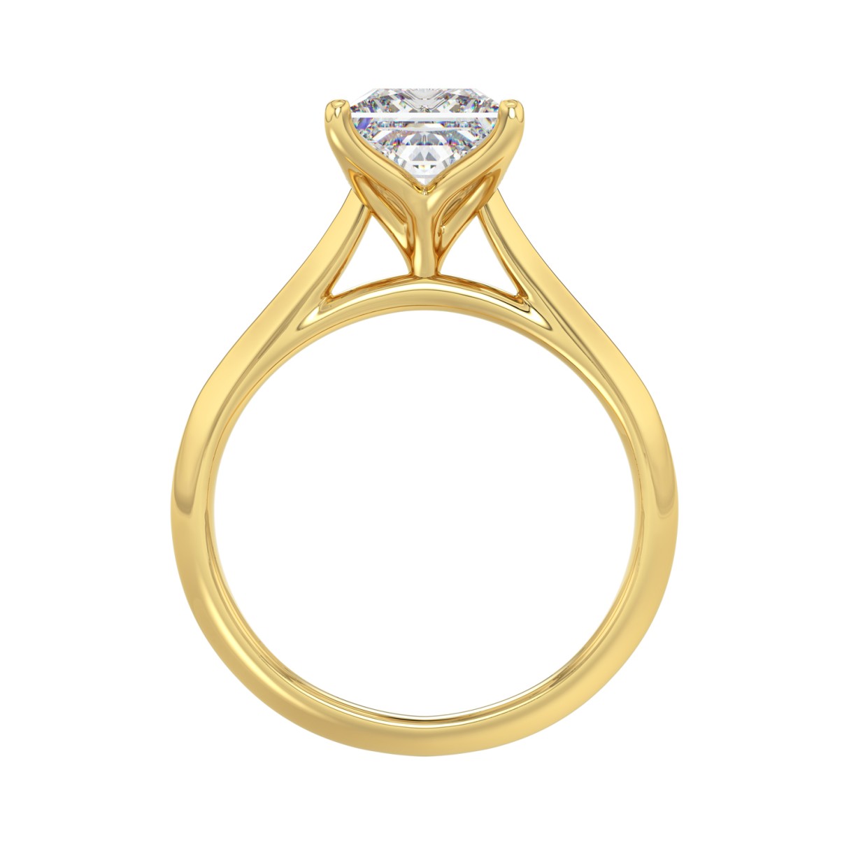 LADIES SOLITAIRE RING 2CT PRINCESS DIAMOND 14K YELLOW GOLD