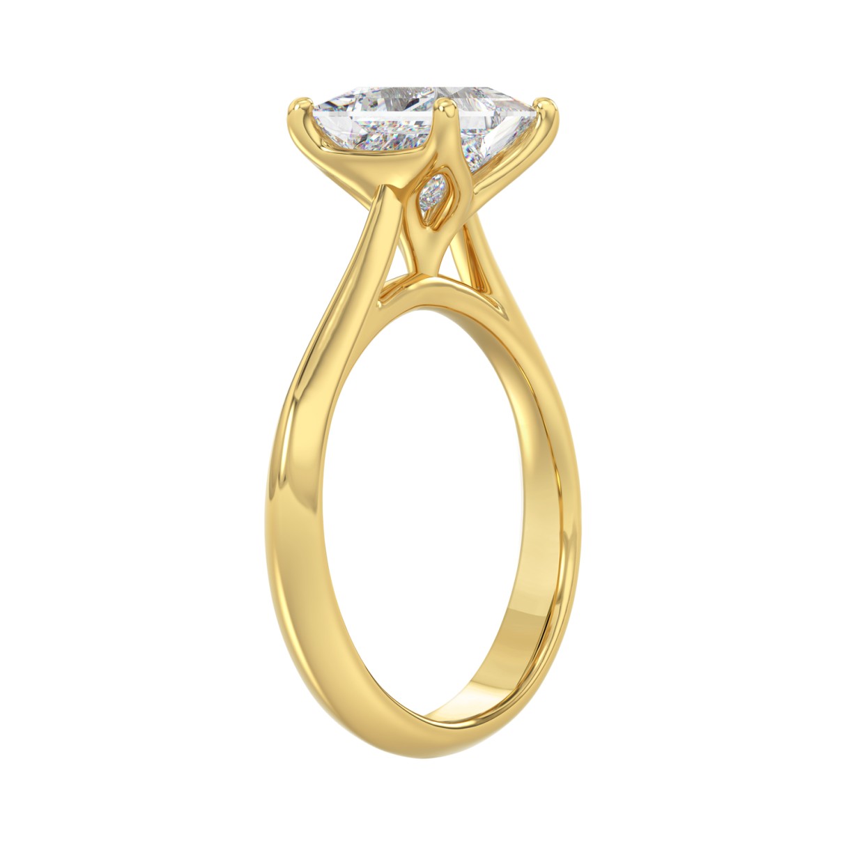 LADIES SOLITAIRE RING 2CT PRINCESS DIAMOND 14K YELLOW GOLD