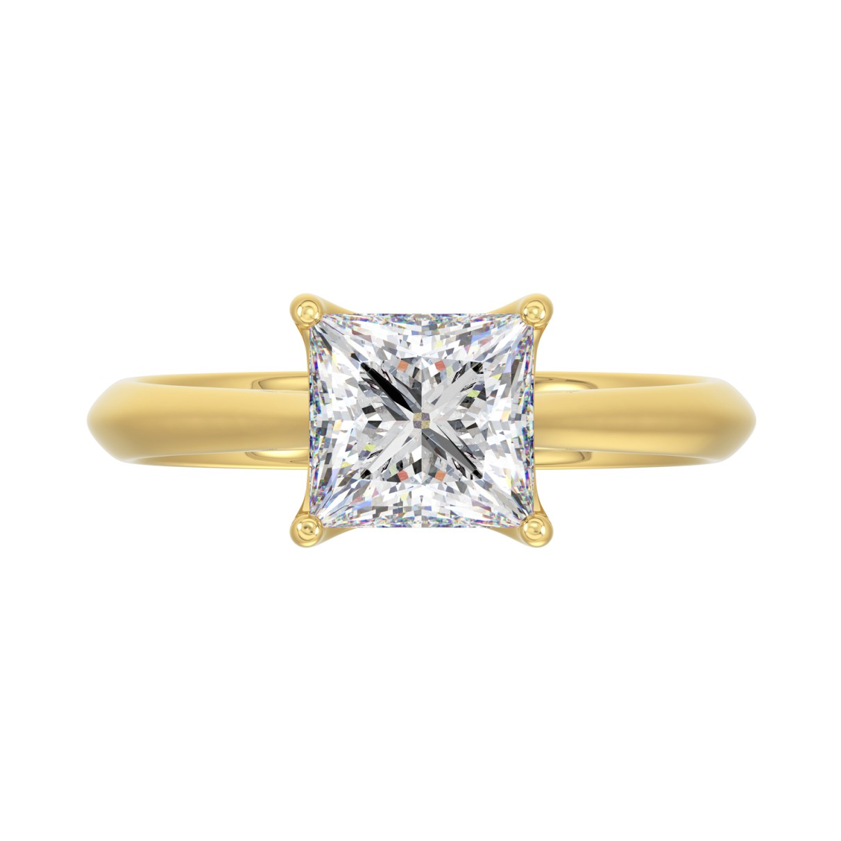 LADIES SOLITAIRE RING 2CT PRINCESS DIAMOND 14K YELLOW GOLD