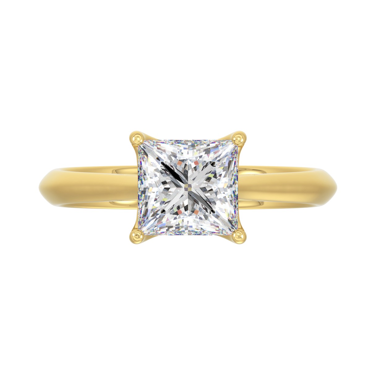 LADIES SOLITAIRE RING 2CT PRINCESS DIAMOND 14K YELLOW GOLD