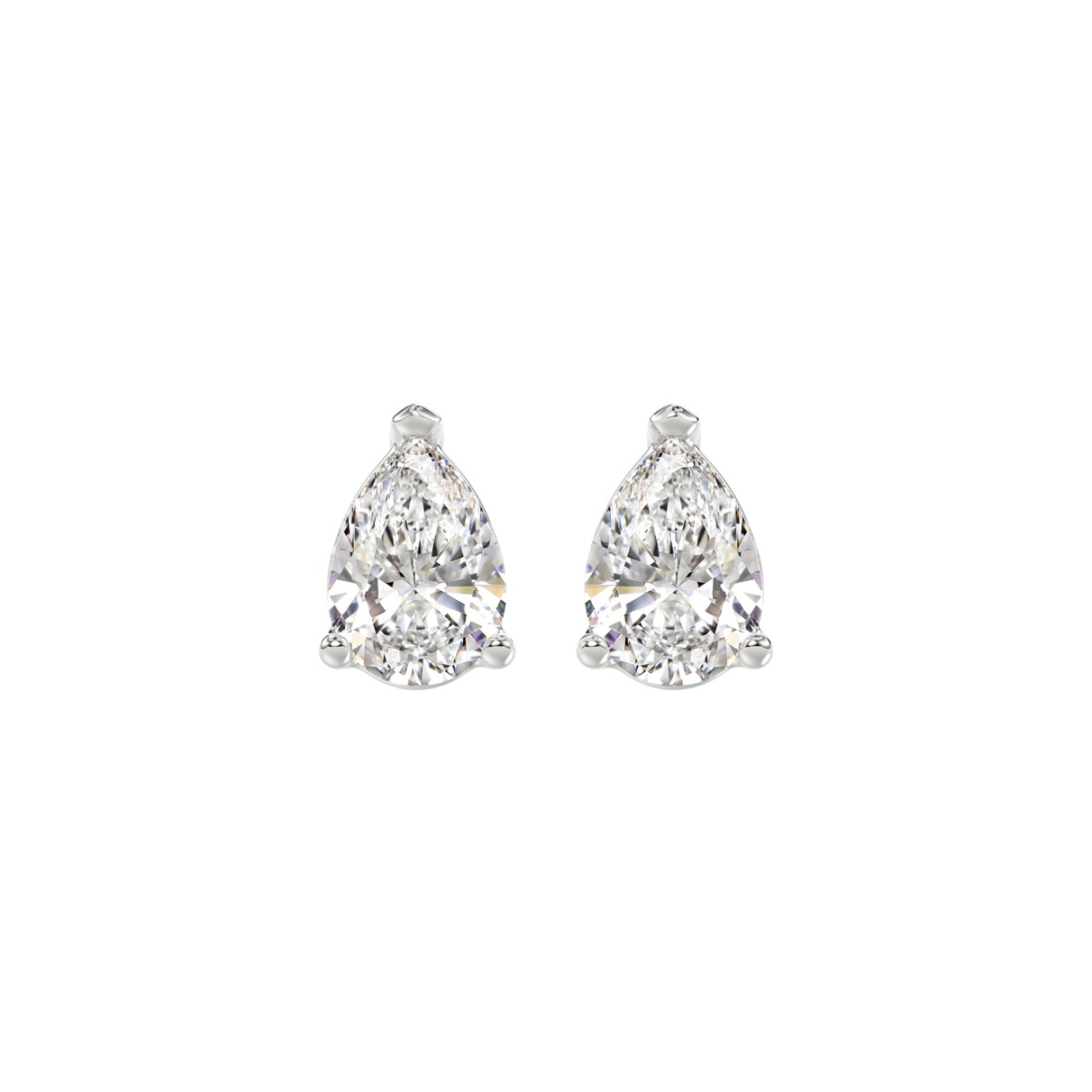 LADIES SOLITAIRE EARRINGS 2CT PEAR DIAMOND 14K WHITE GOLD