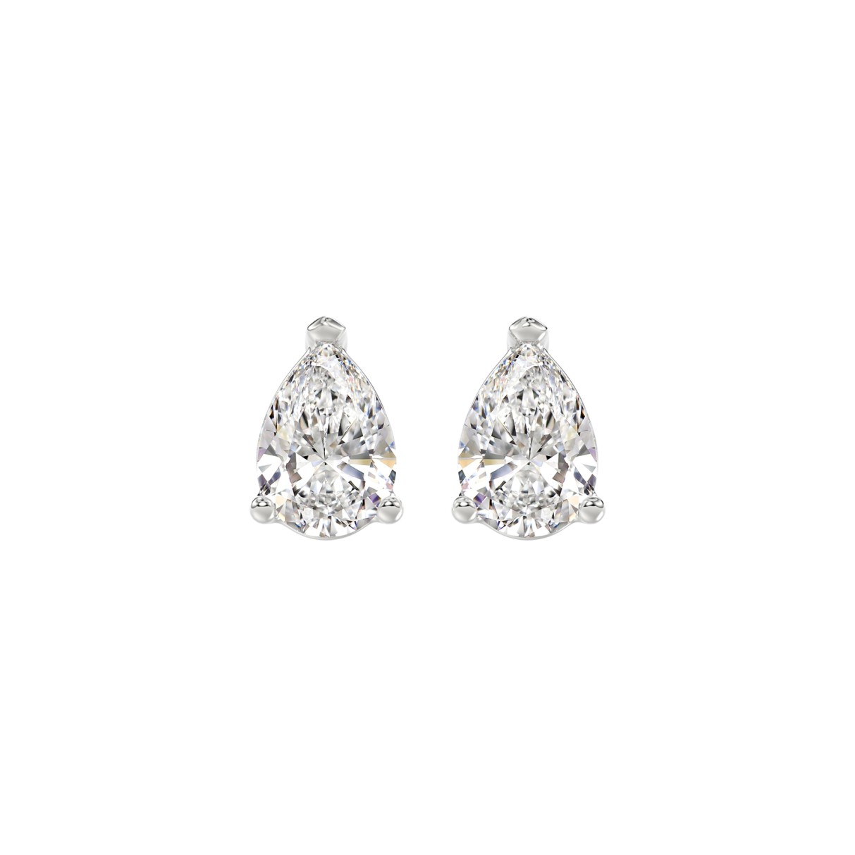 LADIES SOLITAIRE EARRINGS 2CT PEAR DIAMOND 14K WHI...