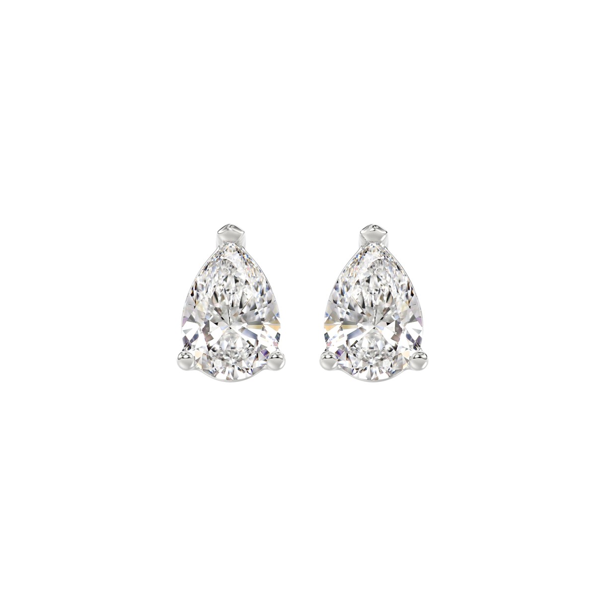 LADIES SOLITAIRE EARRINGS 2CT PEAR DIAMOND 14K WHITE GOLD