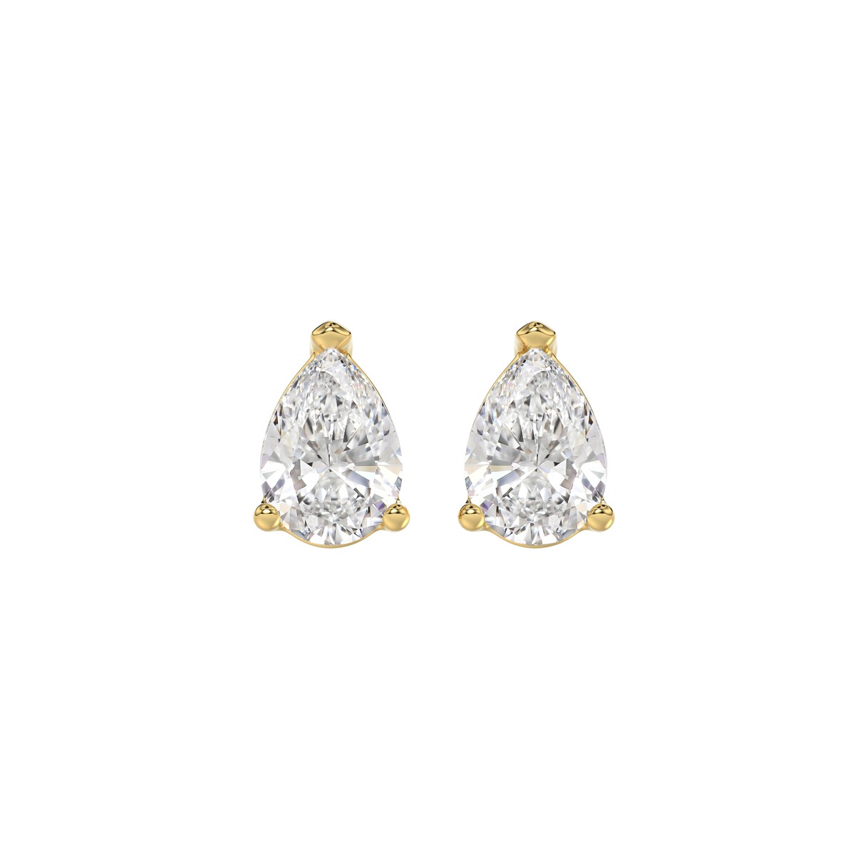 LADIES SOLITAIRE EARRINGS 2CT PEAR DIAMOND 14K YEL...