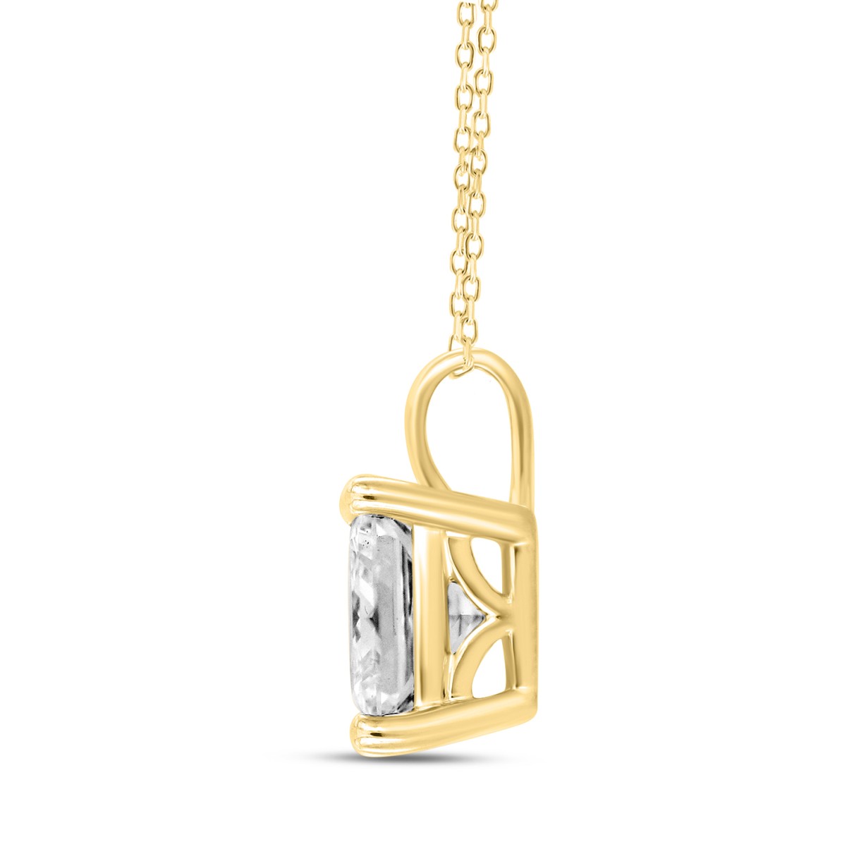 LADIES SOLITAIRE PENDANT WITH CHAIN 1 1/2CT PRINCESS DIAMOND 14K YELLOW GOLD
