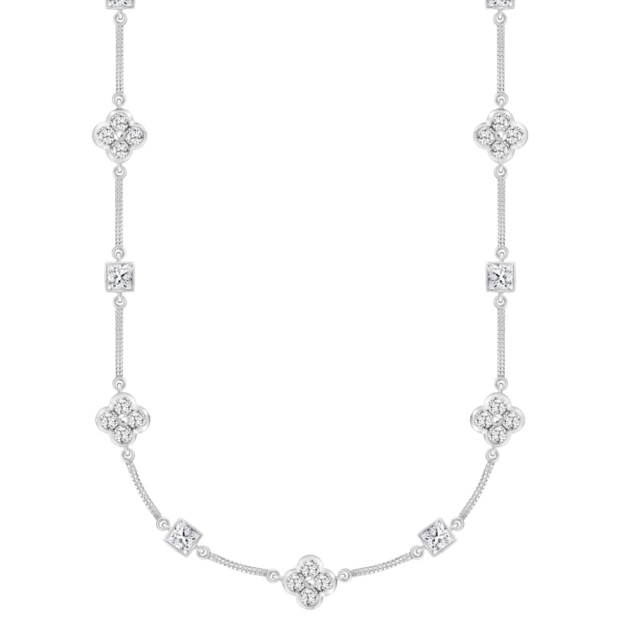 LADIES NECKLACE 5 1/2CT ROUND/PRINCESS DIAMOND 14K...