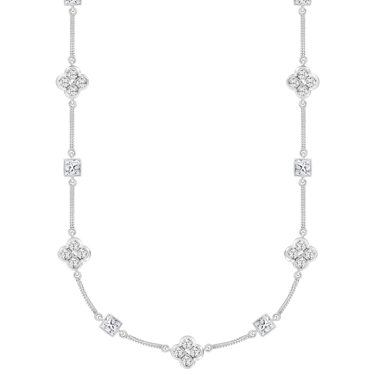 LADIES NECKLACE 5 1/2CT ROUND/PRINCESS DIAMOND 14K...