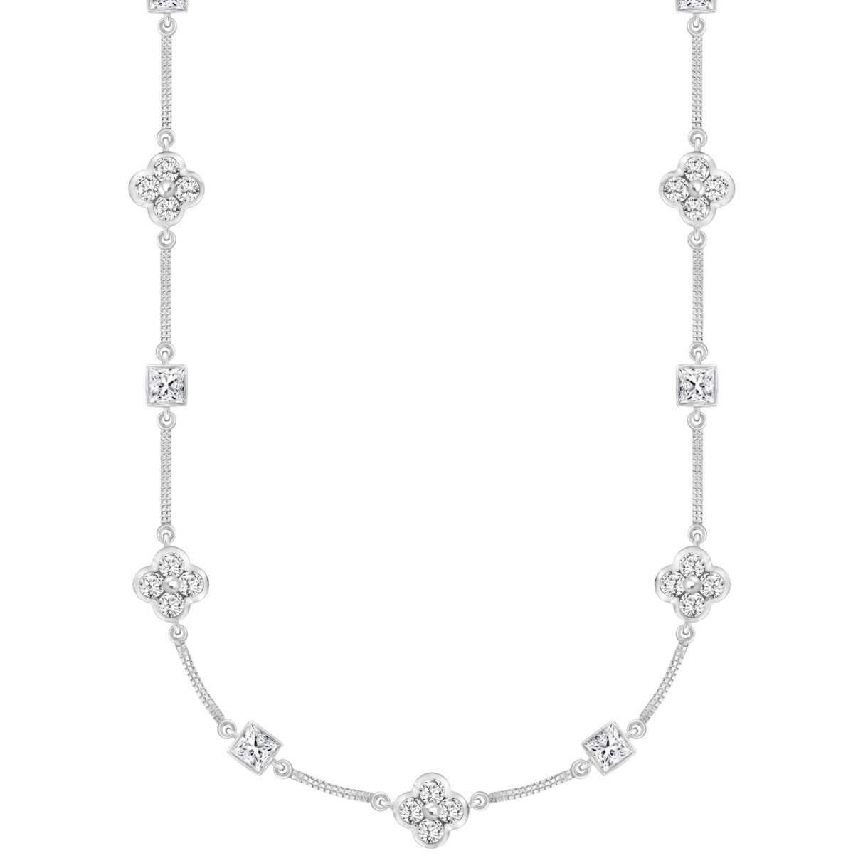 LADIES NECKLACE 5 1/2CT ROUND/PRINCESS DIAMOND 14K...