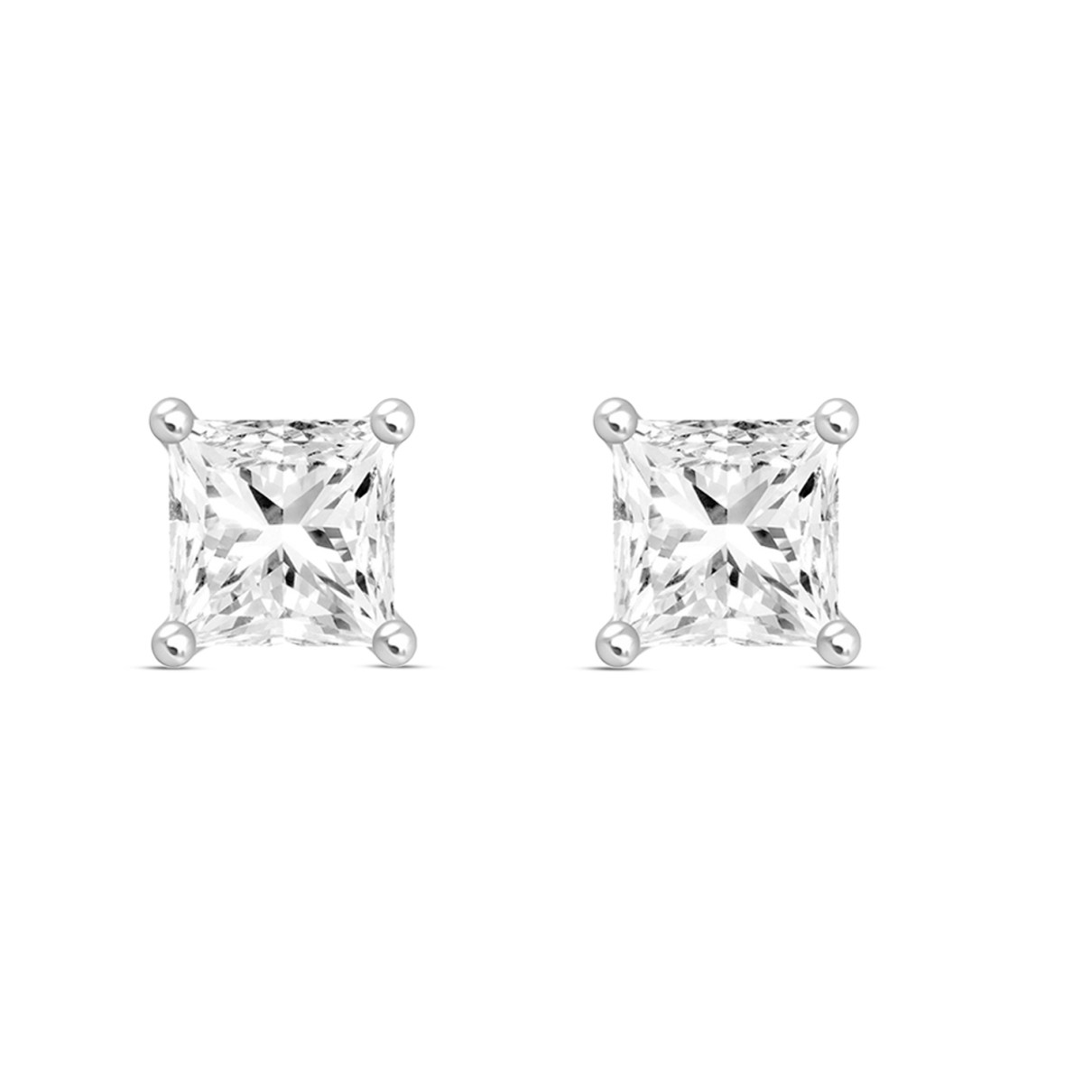 LADIES SOLITAIRE EARRINGS 2CT PRINCESS DIAMOND 14K...