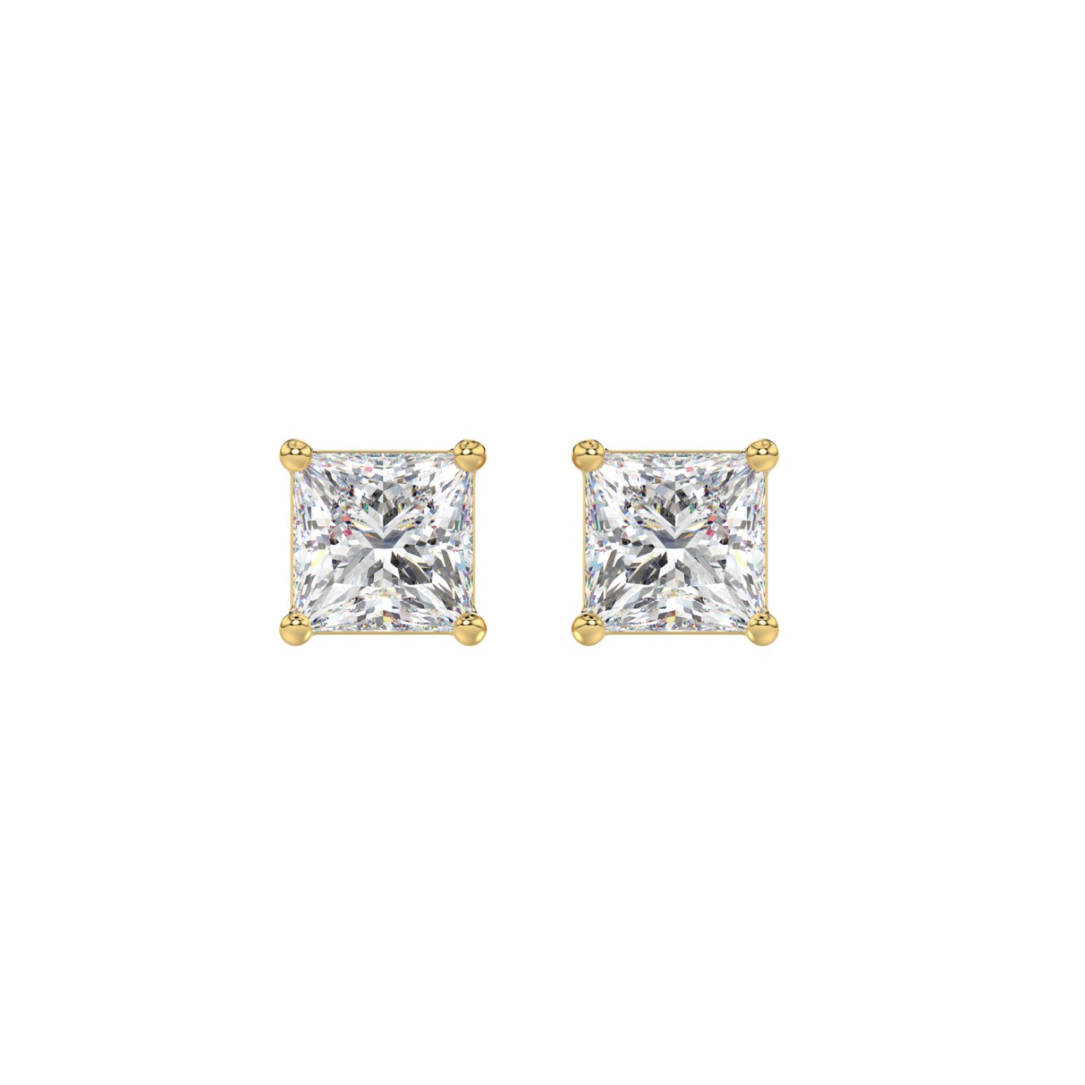 LADIES SOLITAIRE EARRINGS 2CT PRINCESS DIAMOND 14K...