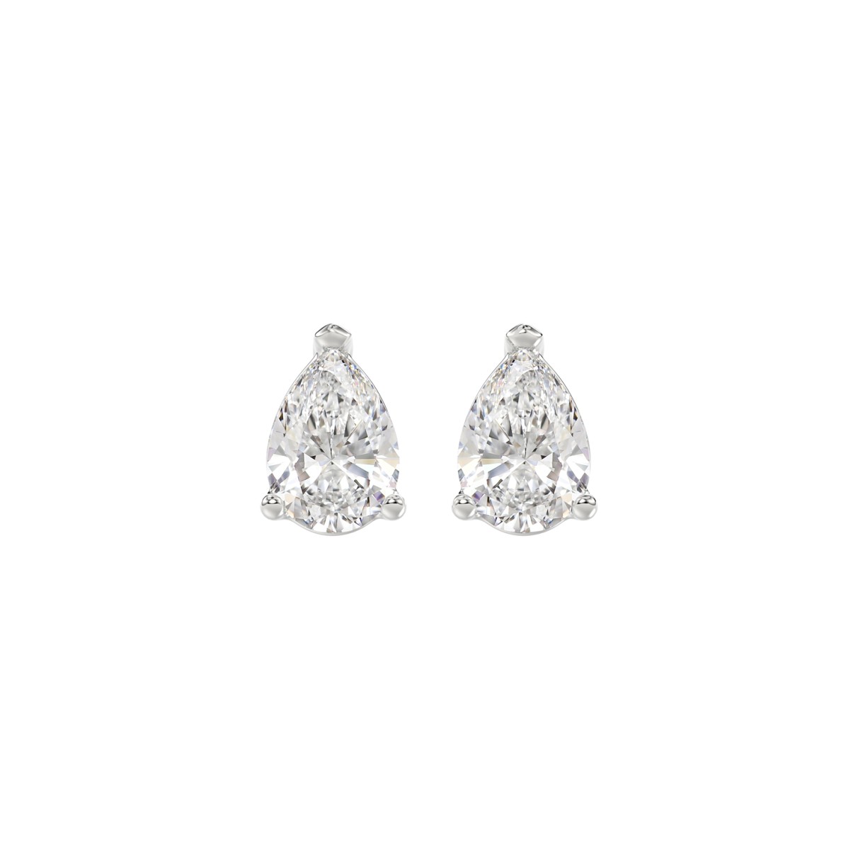 LADIES SOLITAIRE EARRINGS 1 1/2CT PEAR DIAMOND 14K WHITE GOLD