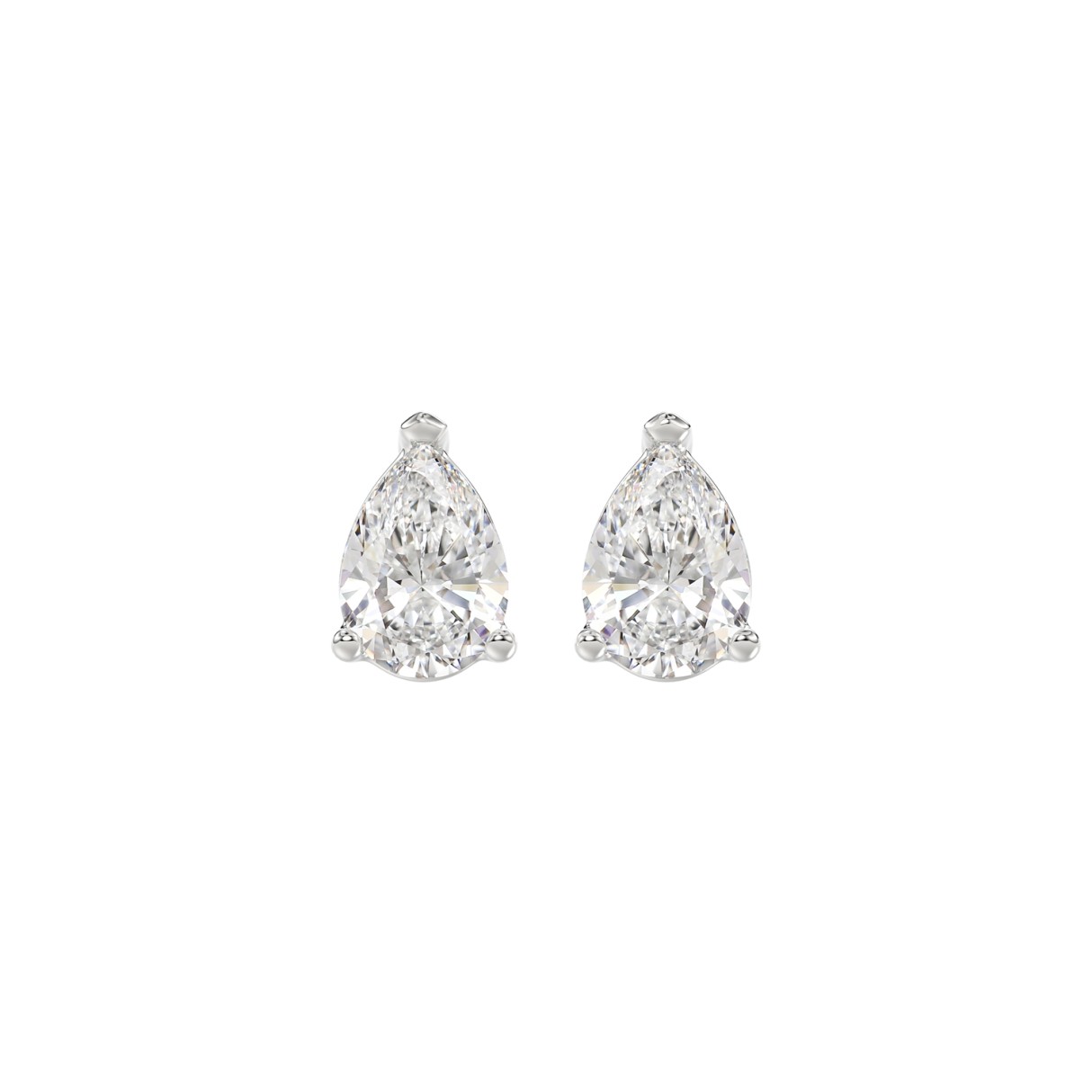 LADIES SOLITAIRE EARRINGS 1 1/2CT PEAR DIAMOND 14K WHITE GOLD