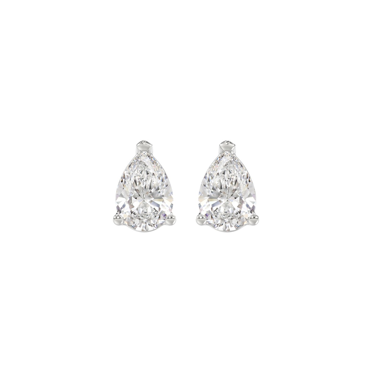 LADIES SOLITAIRE EARRINGS 1 1/2CT PEAR DIAMOND 14K WHITE GOLD