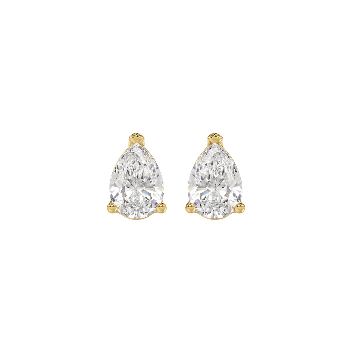 LADIES SOLITAIRE EARRINGS 1 1/2CT PEAR DIAMOND 14K YELLOW GOLD