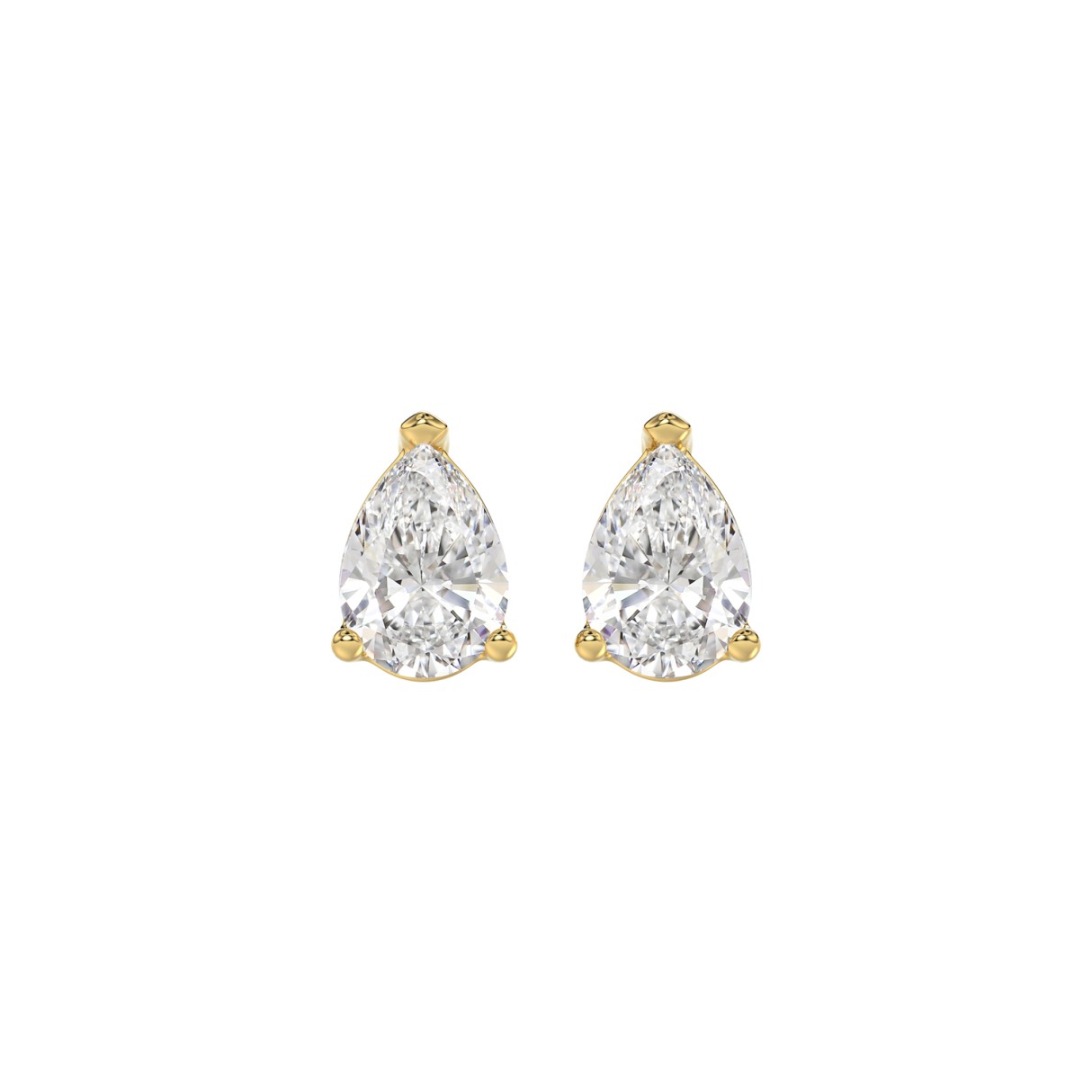 LADIES SOLITAIRE EARRINGS 1 1/2CT PEAR DIAMOND 14K YELLOW GOLD