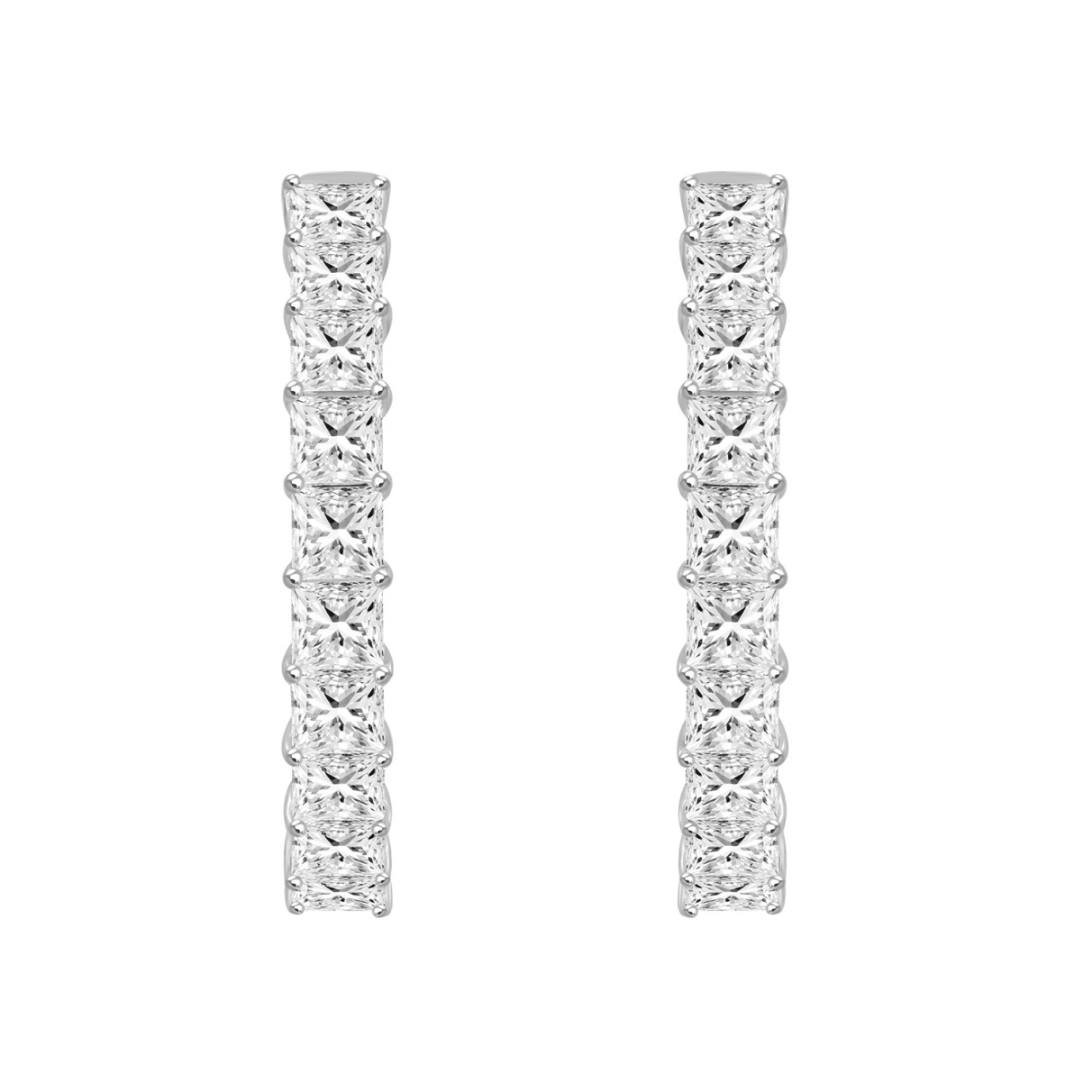 LADIES HOOP EARRINGS 9CT PRINCESS DIAMOND 14K WHITE GOLD