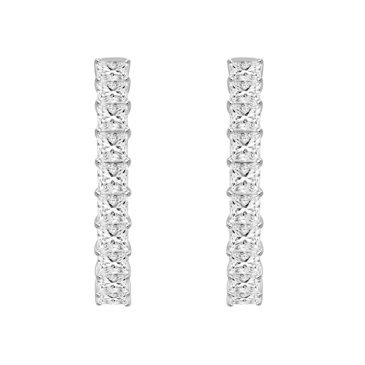 LADIES HOOP EARRINGS 9CT PRINCESS DIAMOND 14K WHITE GOLD