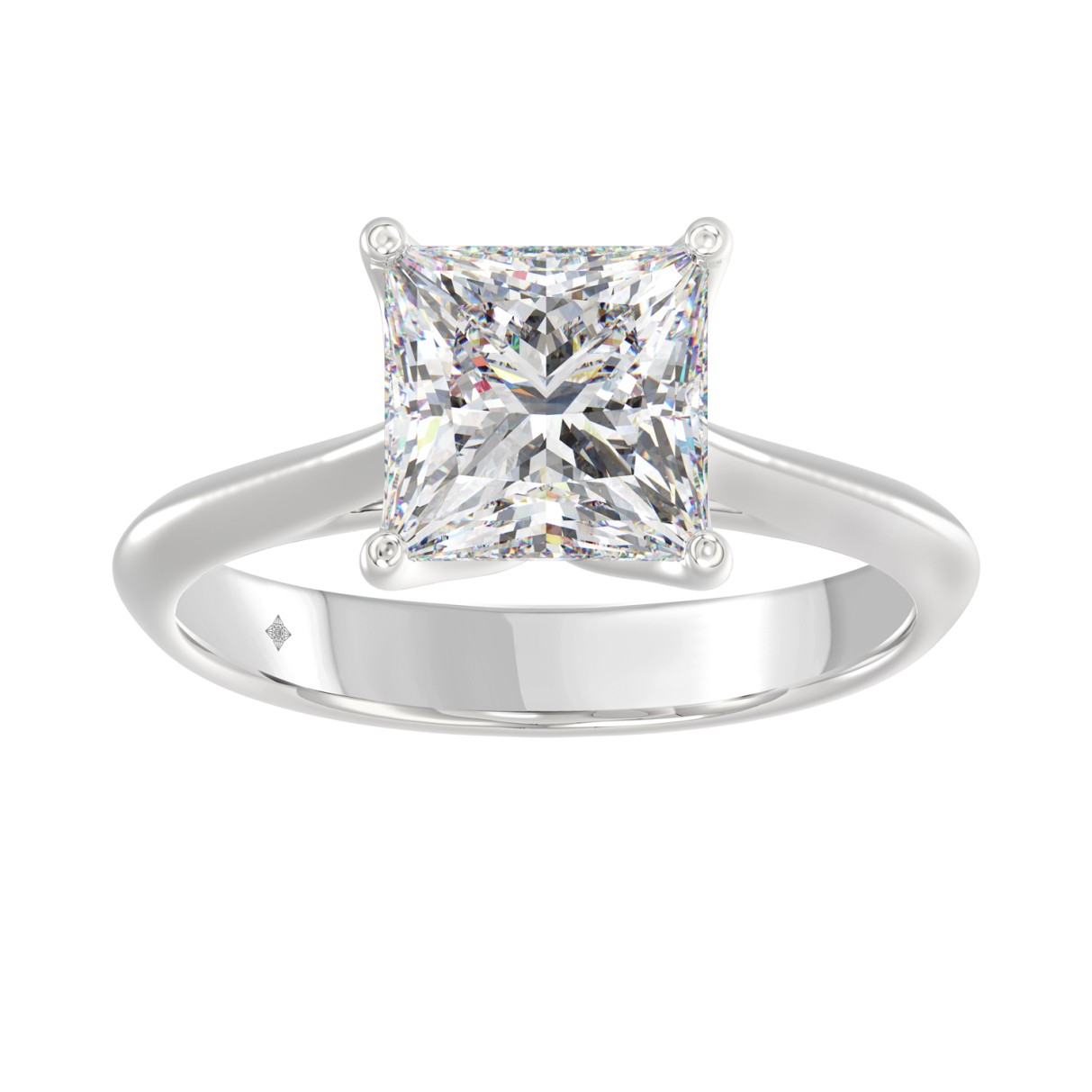 LADIES SOLITAIRE RING 3CT PRINCESS DIAMOND 14K WHI...