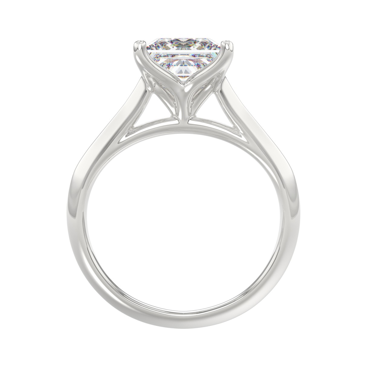 LADIES SOLITAIRE RING 3CT PRINCESS DIAMOND 14K WHITE GOLD