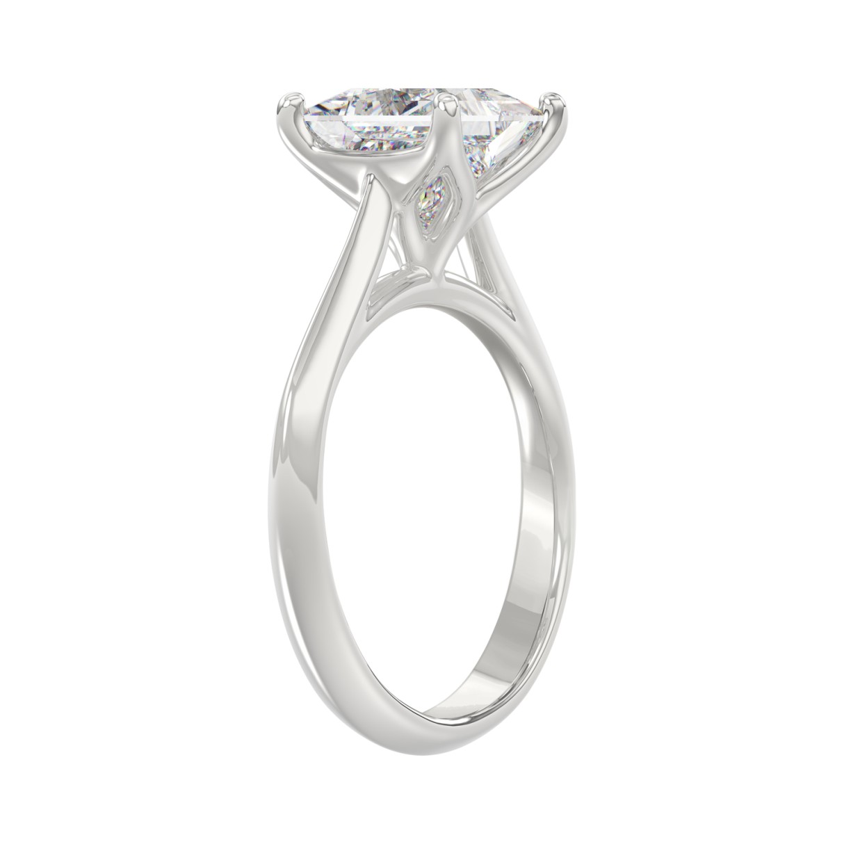 LADIES SOLITAIRE RING 3CT PRINCESS DIAMOND 14K WHITE GOLD