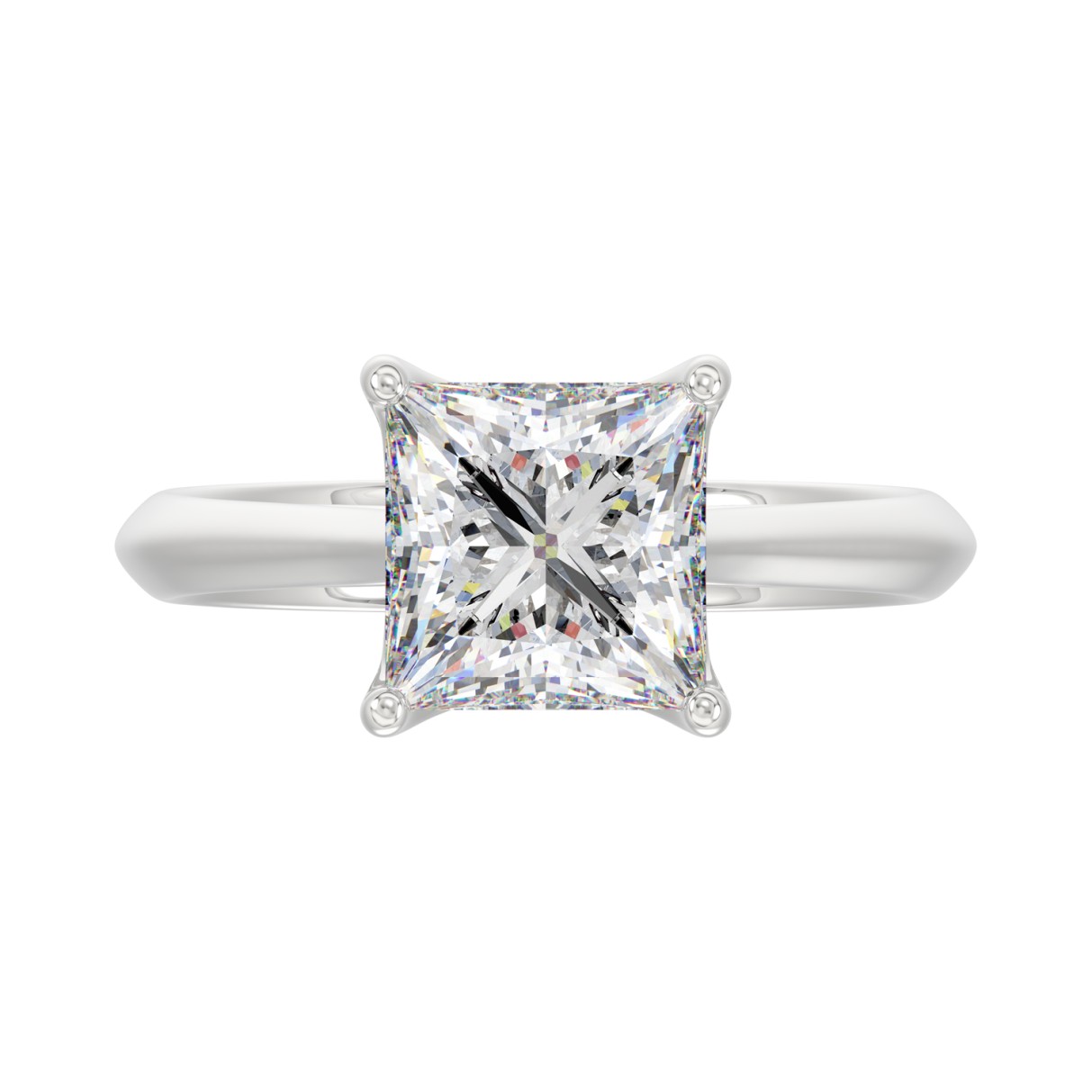 LADIES SOLITAIRE RING 3CT PRINCESS DIAMOND 14K WHITE GOLD