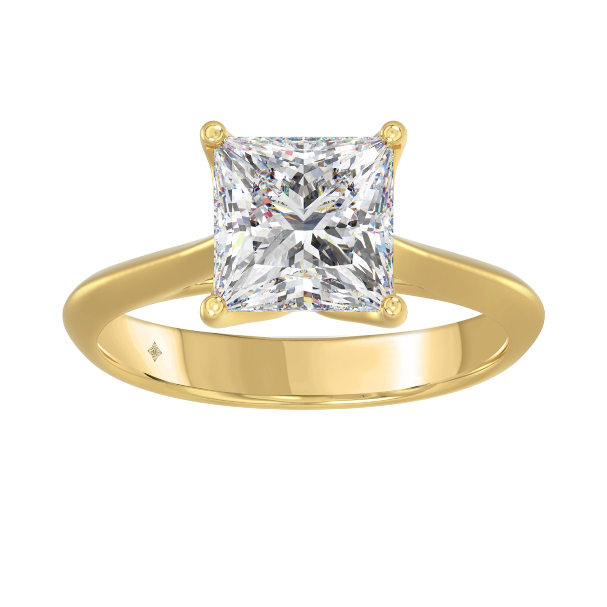 LADIES SOLITAIRE RING 3CT PRINCESS DIAMOND 14K YEL...