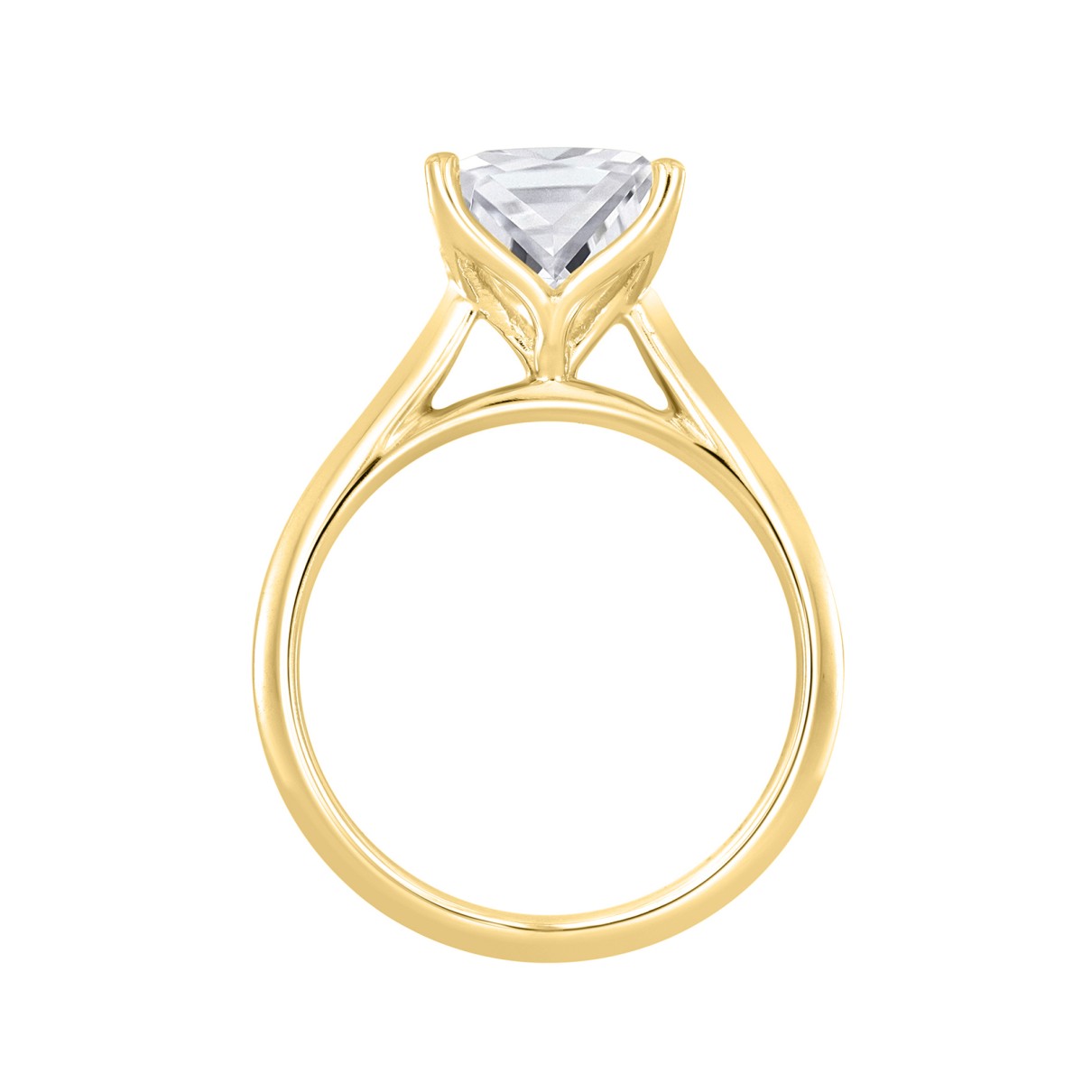 LADIES SOLITAIRE RING 3CT PRINCESS DIAMOND 14K YELLOW GOLD