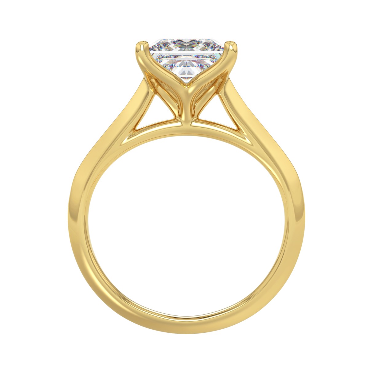 LADIES SOLITAIRE RING 3CT PRINCESS DIAMOND 14K YELLOW GOLD