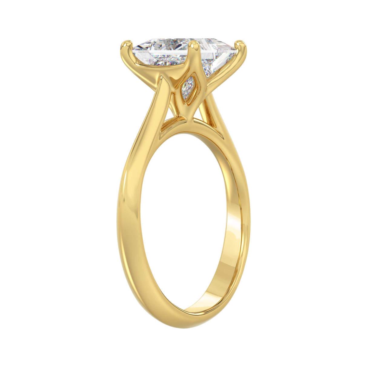 LADIES SOLITAIRE RING 3CT PRINCESS DIAMOND 14K YELLOW GOLD