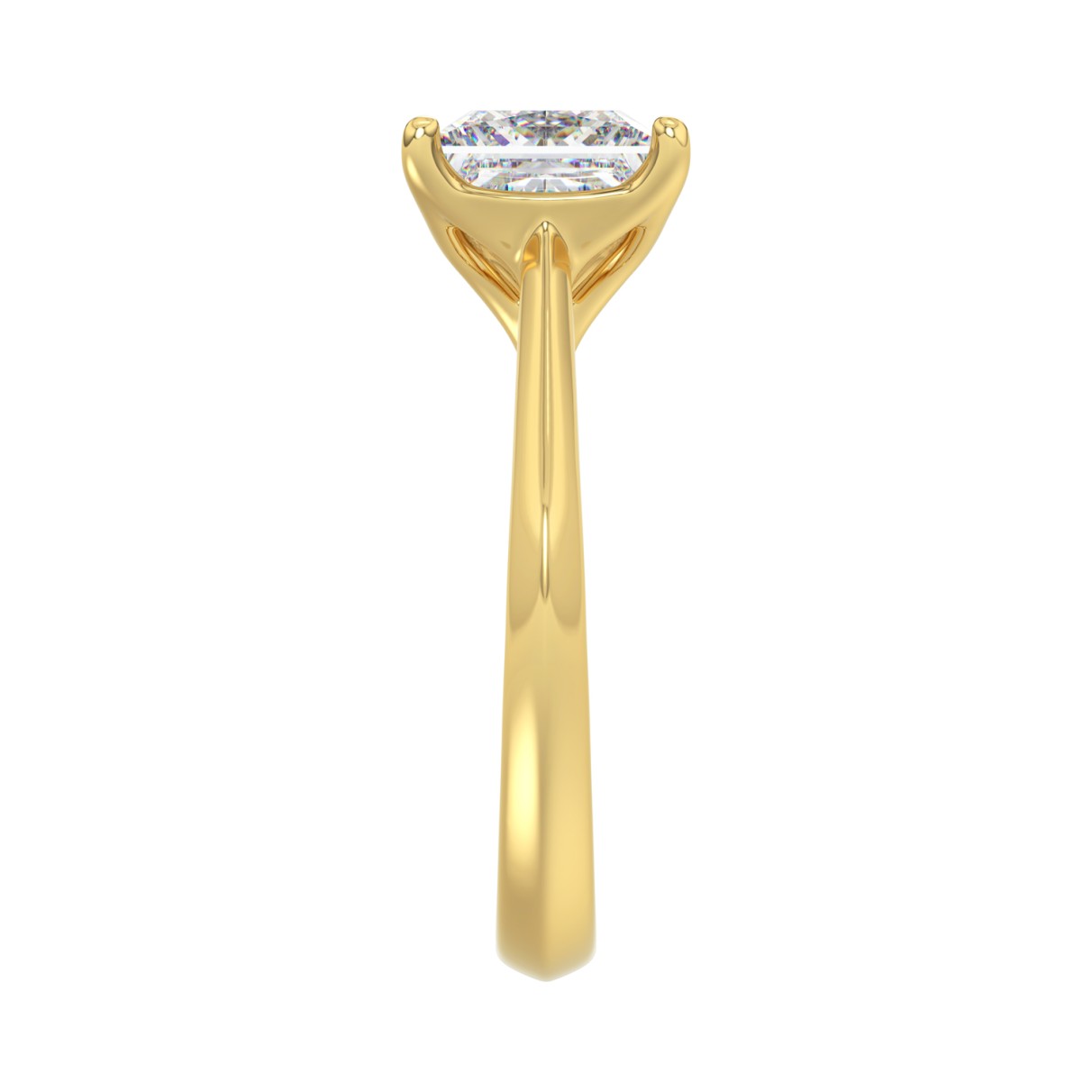 LADIES SOLITAIRE RING 3CT PRINCESS DIAMOND 14K YELLOW GOLD