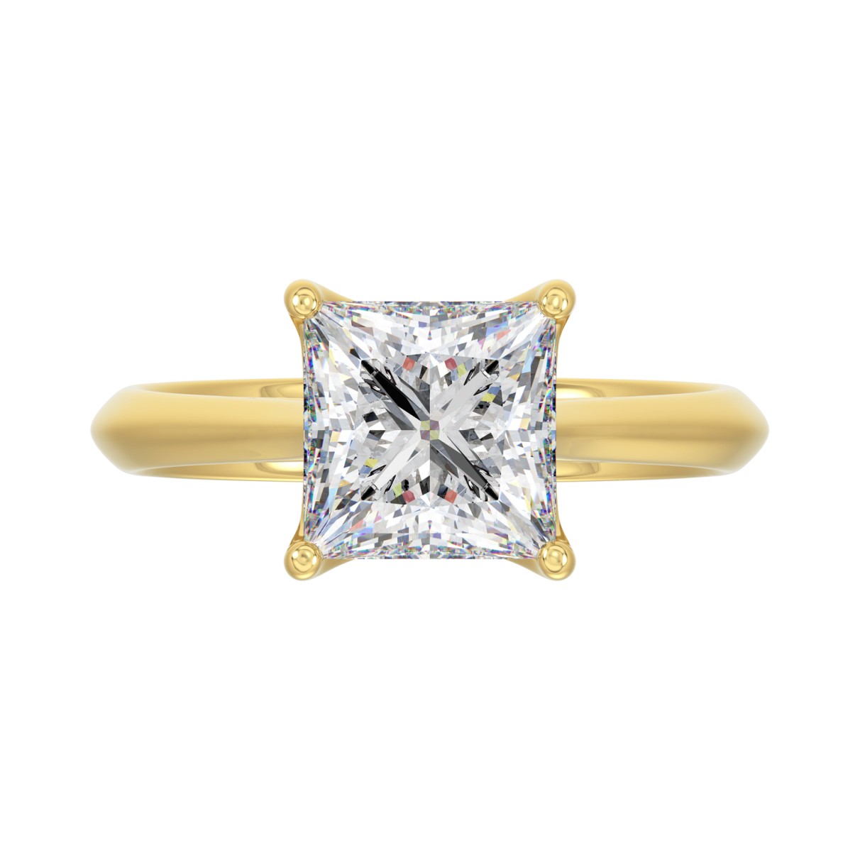 LADIES SOLITAIRE RING 3CT PRINCESS DIAMOND 14K YELLOW GOLD