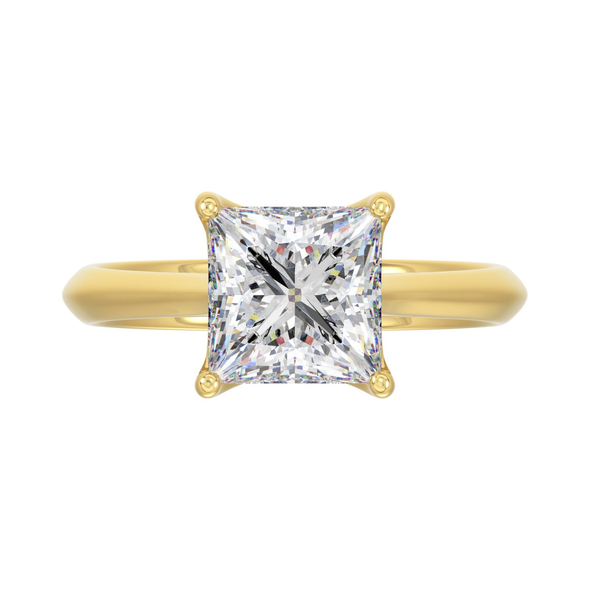 LADIES SOLITAIRE RING 3CT PRINCESS DIAMOND 14K YELLOW GOLD