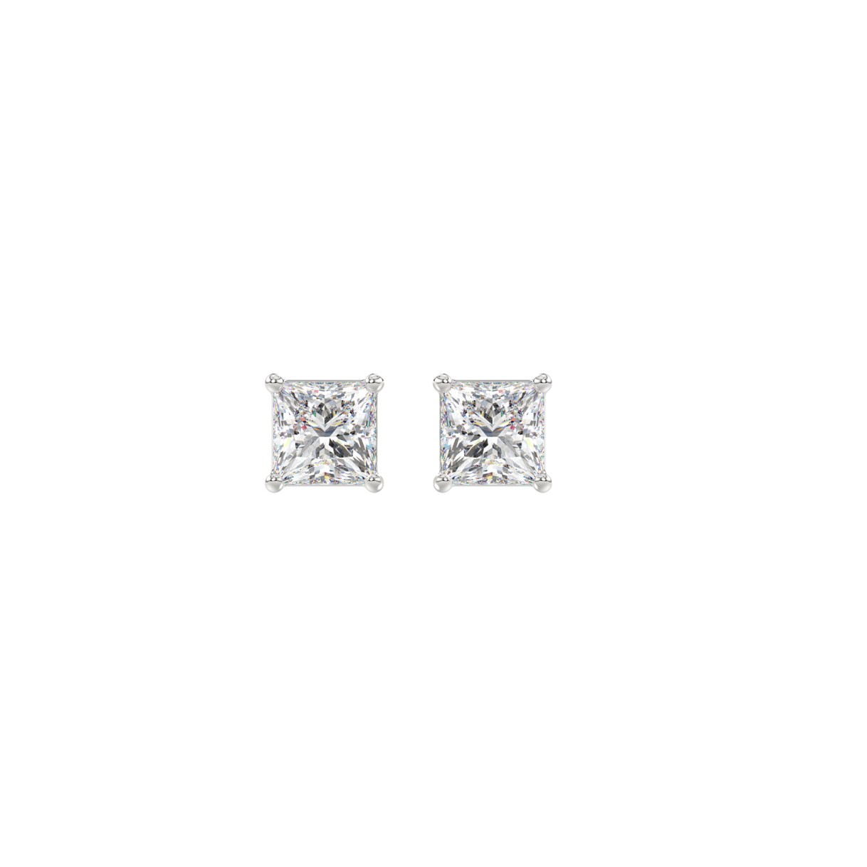 LADIES SOLITAIRE EARRINGS 1/2CT PRINCESS DIAMOND 1...
