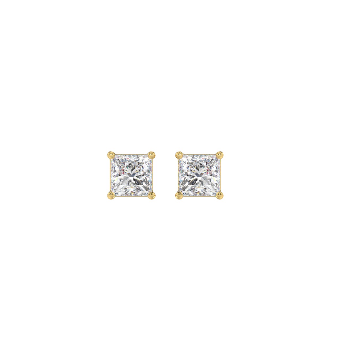 LADIES SOLITAIRE EARRINGS 1/2CT PRINCESS DIAMOND 1...