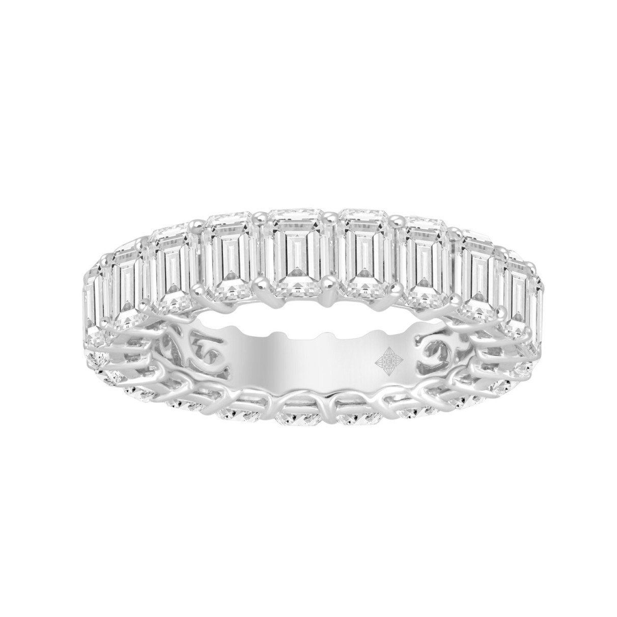 LADIES ETERNITY BAND 6 5/8CT EMERALD DIAMOND 14K WHITE GOLD