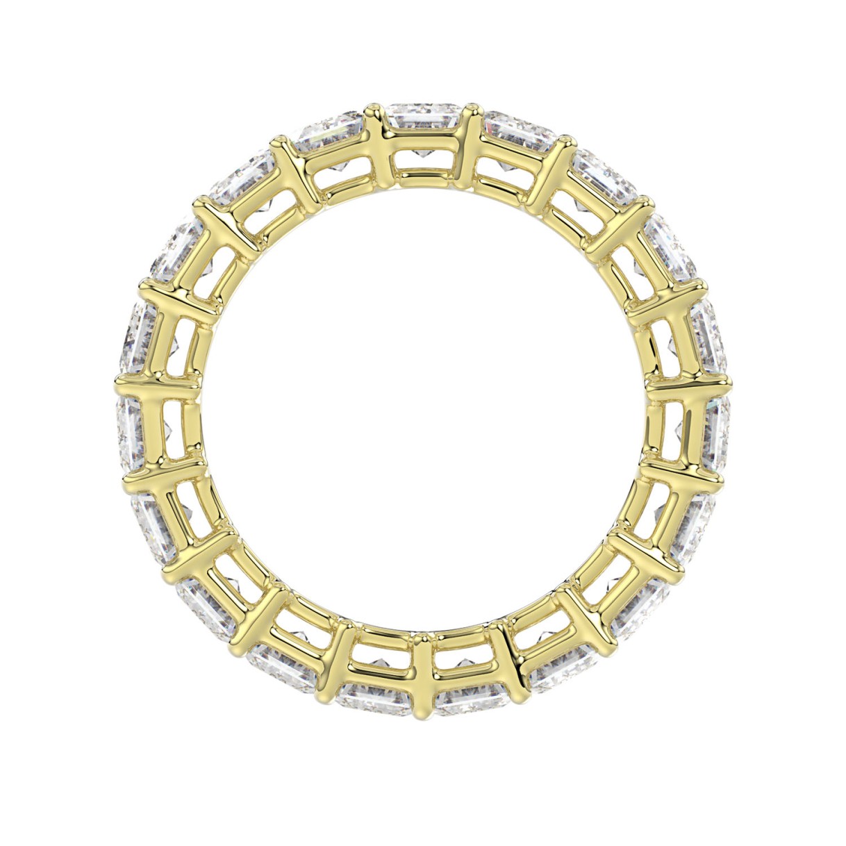 LADIES ETERNITY BAND 6 5/8CT EMERALD DIAMOND 14K YELLOW GOLD
