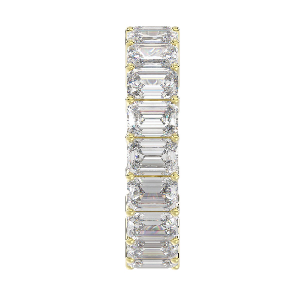 LADIES ETERNITY BAND 6 5/8CT EMERALD DIAMOND 14K YELLOW GOLD
