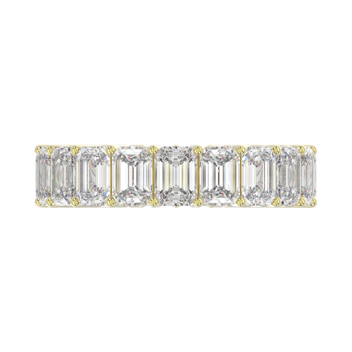 LADIES ETERNITY BAND 6 5/8CT EMERALD DIAMOND 14K YELLOW GOLD
