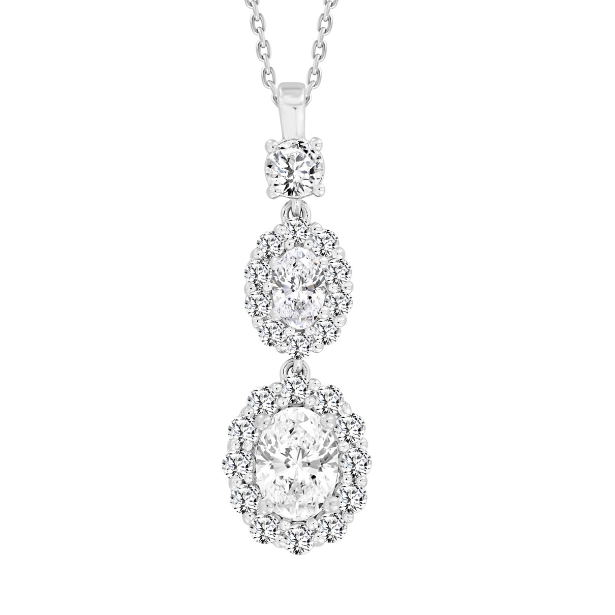 LADIES PENDANT WITH CHAIN 2 1/4CT ROUND/OVAL DIAMO...