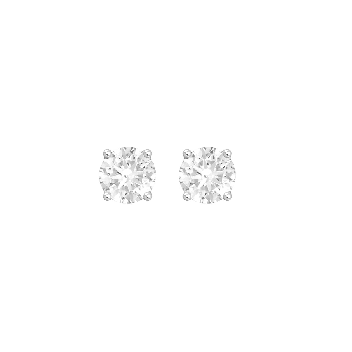 LADIES SOLITAIRE EARRINGS 3CT ROUND DIAMOND 14K WHITE GOLD