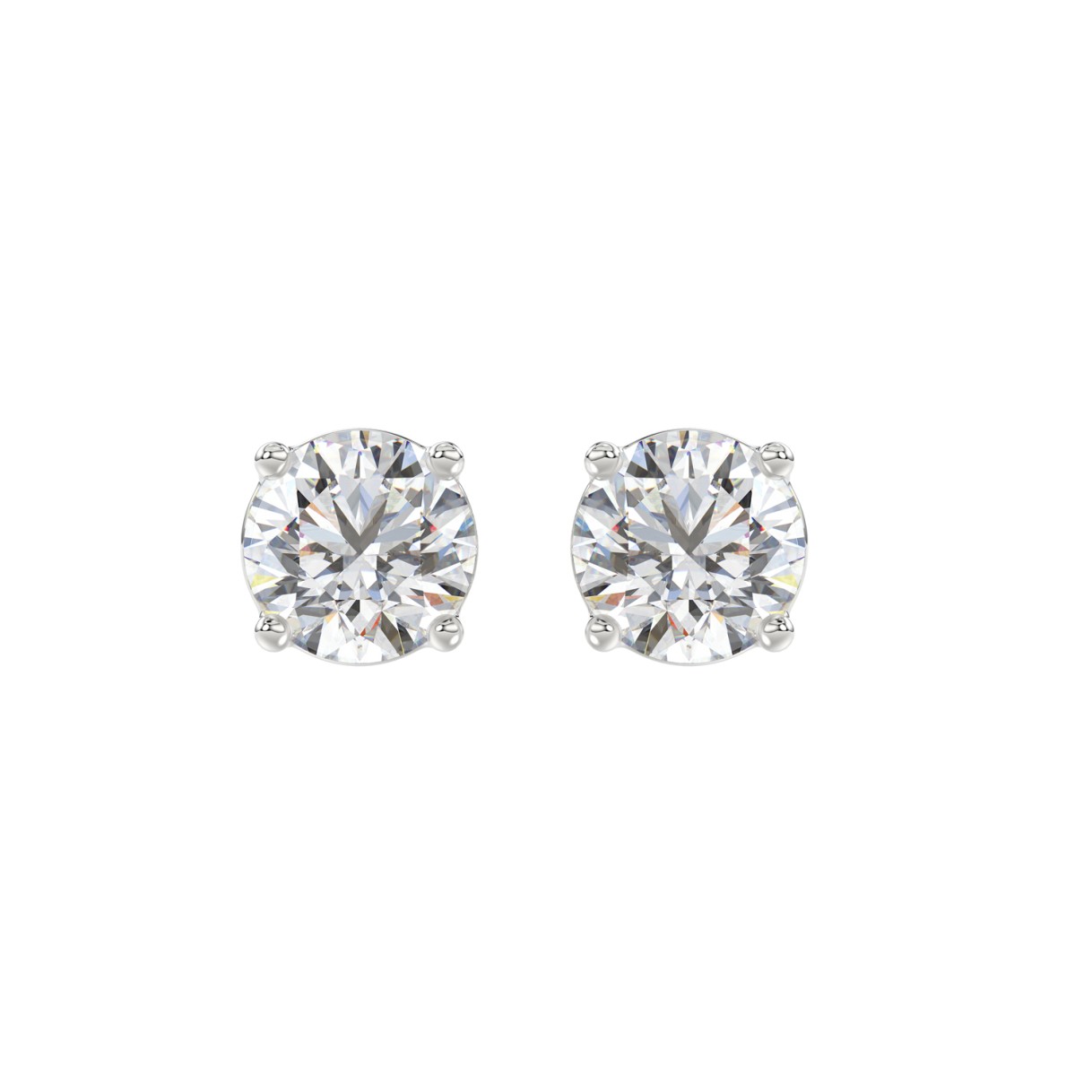 LADIES SOLITAIRE EARRINGS 3CT ROUND DIAMOND 14K WH...