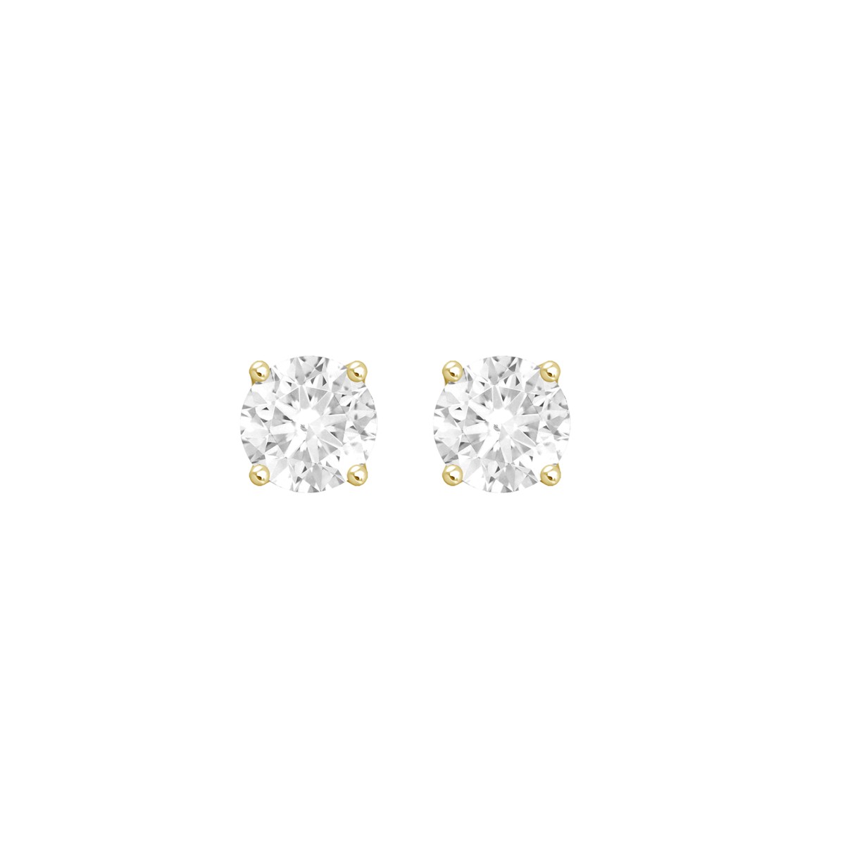 LADIES SOLITAIRE EARRINGS 3CT ROUND DIAMOND 14K YELLOW GOLD