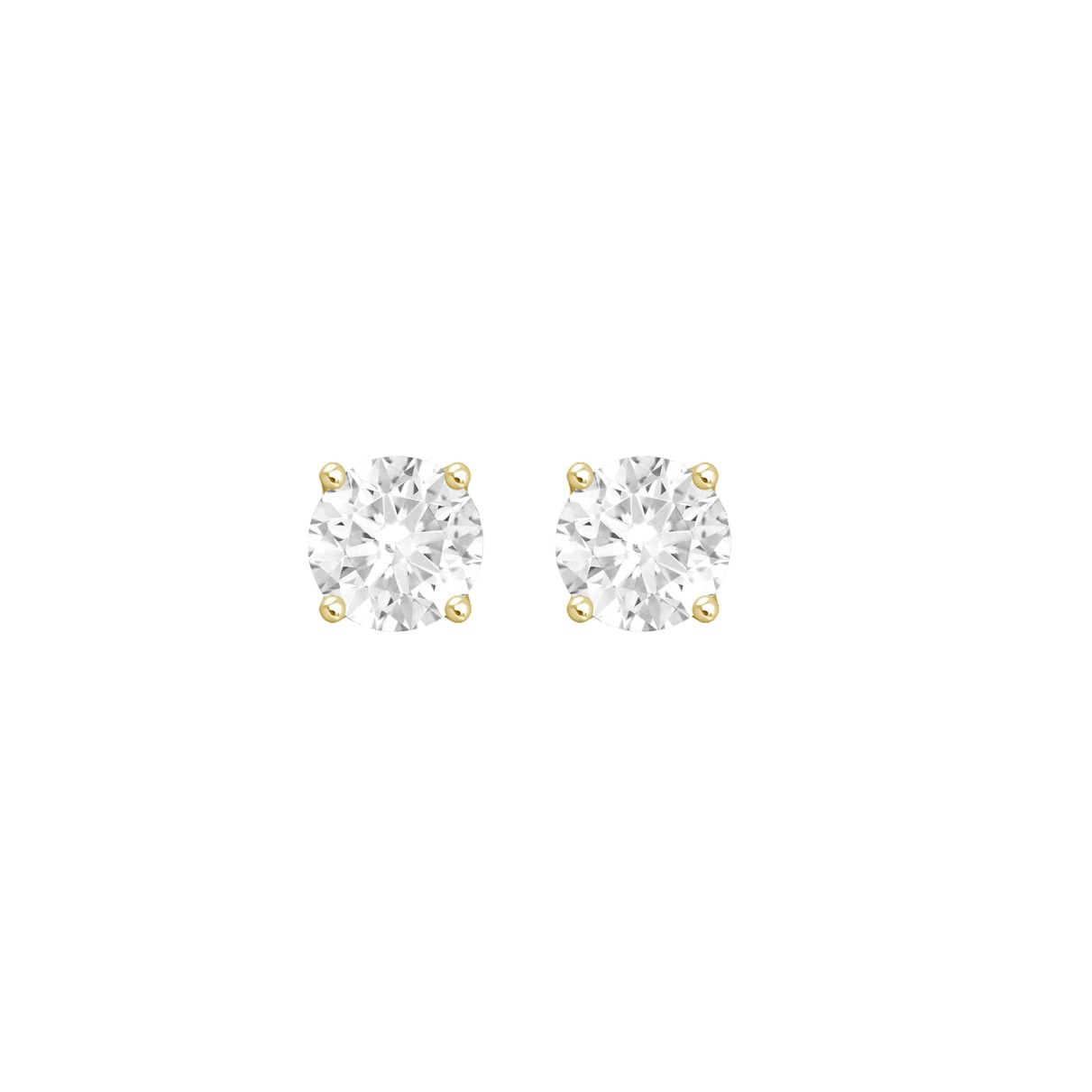 LADIES SOLITAIRE EARRINGS 3CT ROUND DIAMOND 14K YE...