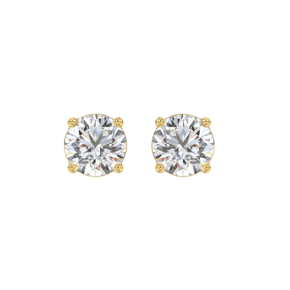 LADIES SOLITAIRE EARRINGS 3CT ROUND DIAMOND 14K YELLOW GOLD (CENTER STONE ROUND DIAMOND 1 1/2CT)