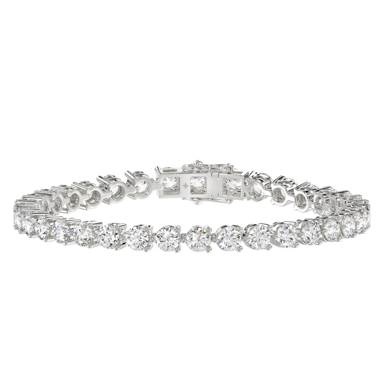 LADIES BRACELET 9CT ROUND DIAMOND 14K WHITE GOLD