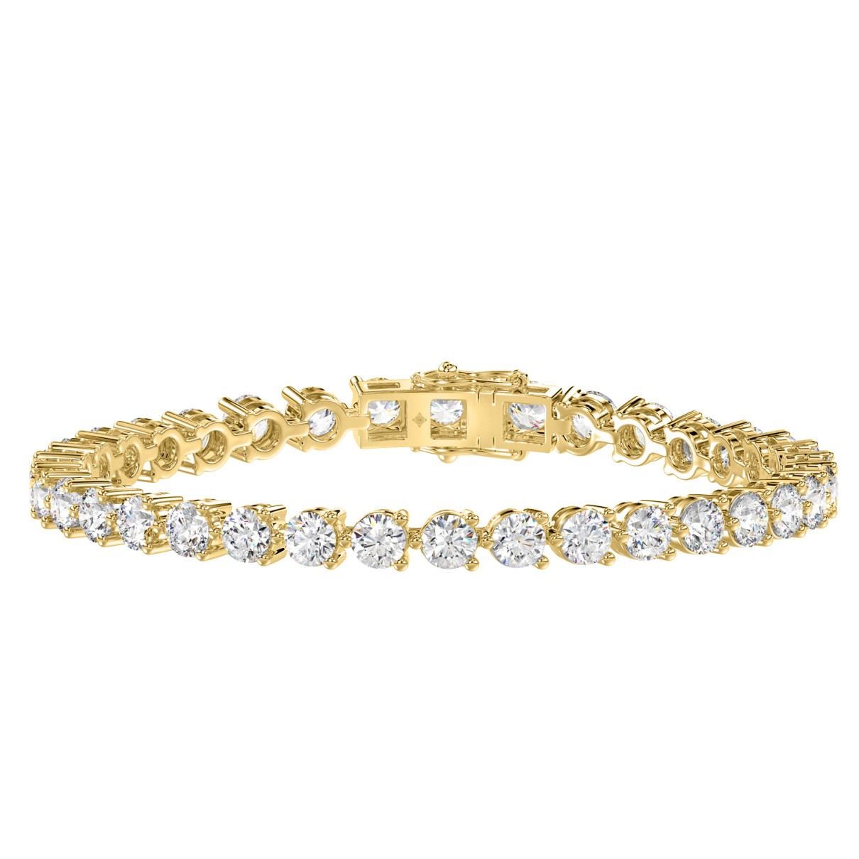 LADIES BRACELET 9CT ROUND DIAMOND 14K YELLOW GOLD...