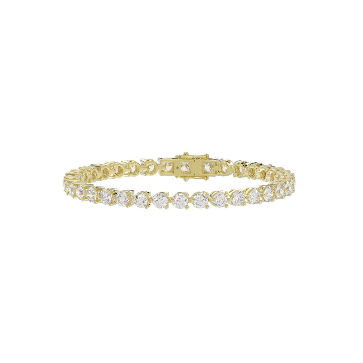 LADIES BRACELET 9CT ROUND DIAMOND 14K YELLOW GOLD...